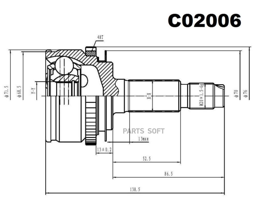 

SANGSIN BRAKE C02006 ШРУС внешний передний C02006