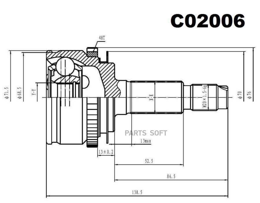 SANGSIN BRAKE C02006 ШРУС внешний передний C02006