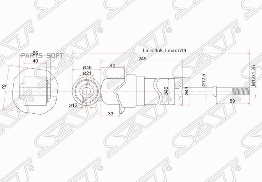 

Амортизатор Задний Toyota Avensis 03-08 Lh=Rh Sat арт. ST-48530-09E60