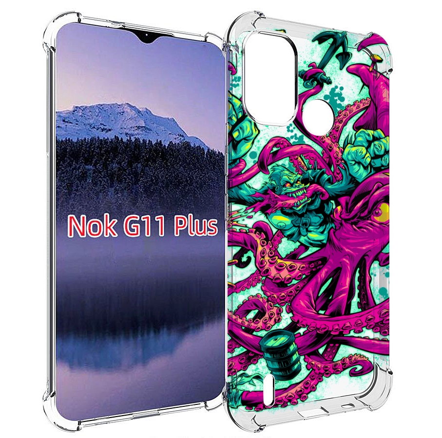 

Чехол MyPads фиолетовый кракен для Nokia G11 Plus, Прозрачный, Tocco