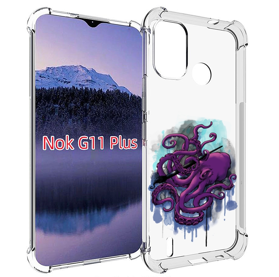 

Чехол MyPads фиолетовый осьминог для Nokia G11 Plus, Прозрачный, Tocco