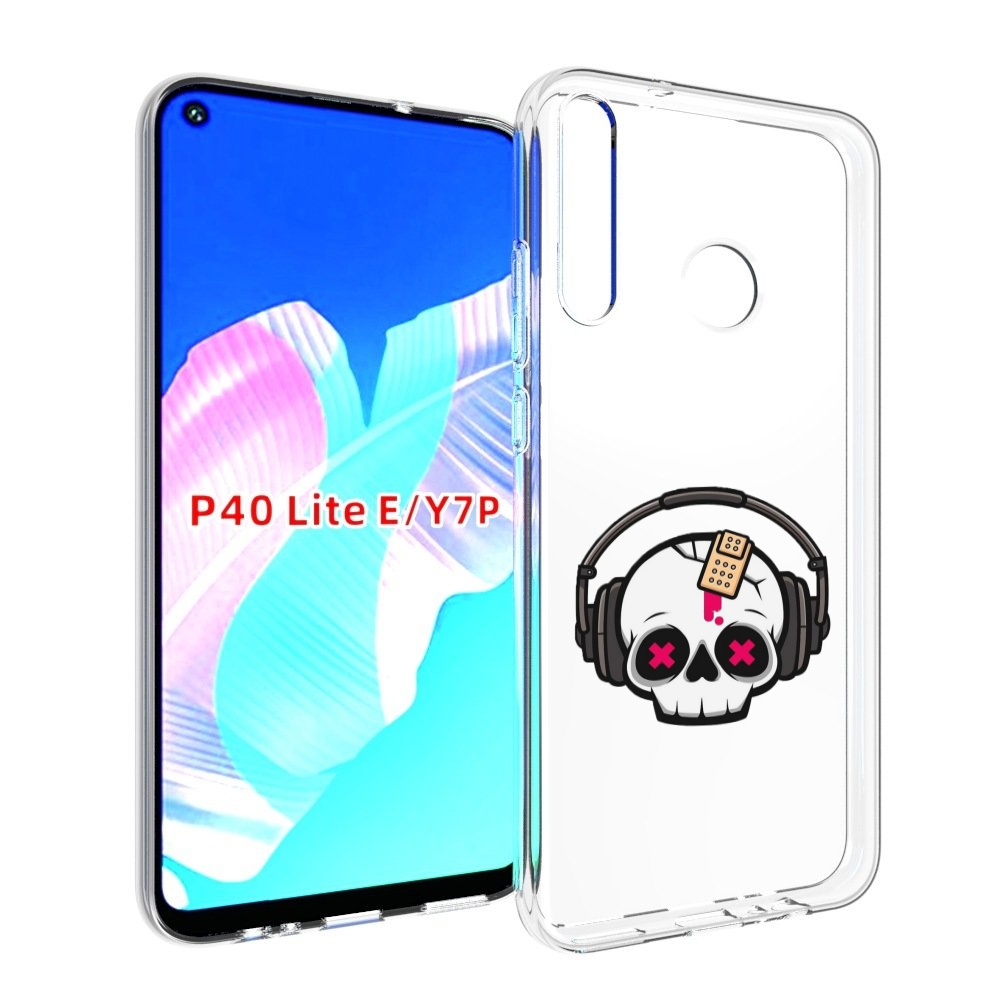 

Чехол бампер MyPads черепок в наушниках для Huawei P40 Lite E, Прозрачный, Tocco