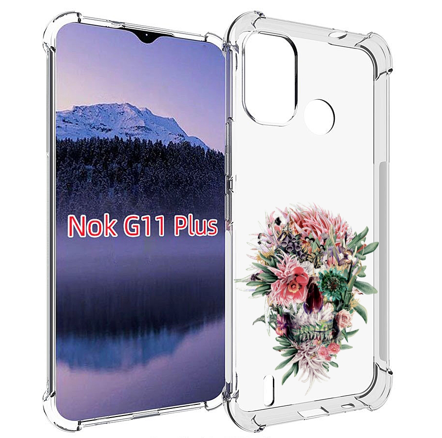 

Чехол MyPads череп из цветов для Nokia G11 Plus, Прозрачный, Tocco