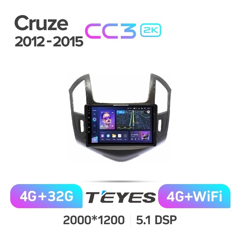 

Магнитола Teyes CC3 2k 4/32 Chevrolet Cruze 2012-2015 черная рамка, CC3 2K