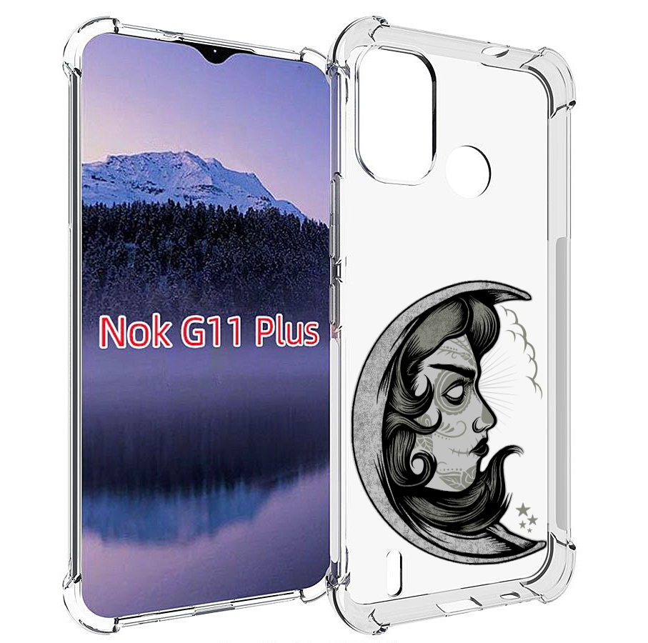 

Чехол MyPads черно белая луна с лицом для Nokia G11 Plus, Прозрачный, Tocco