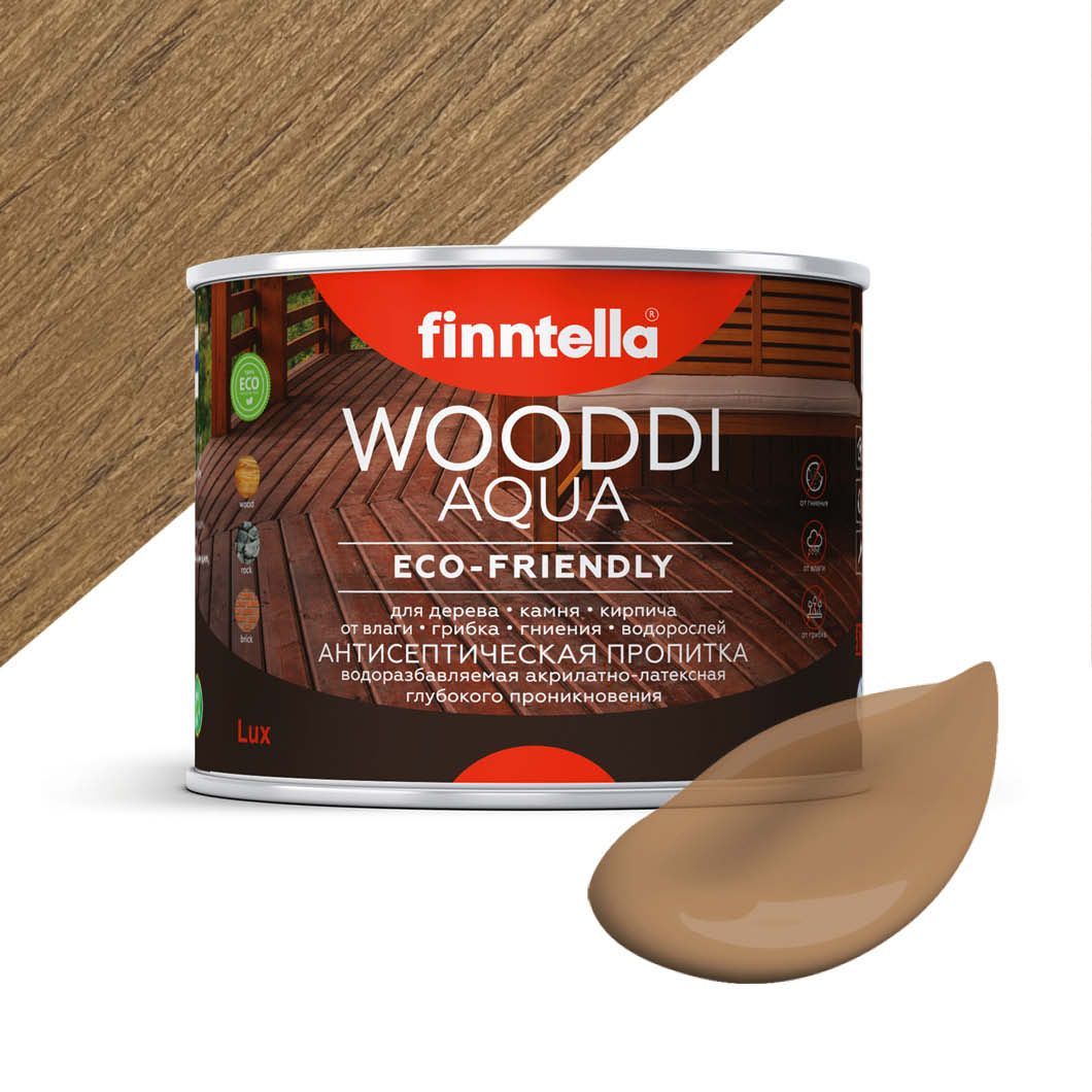 

Антисептическая пропитка для дерева на водной основе FINNTELLA WOODDI AQUA для внутренних, Коричневый, WOODDI AQUA цвет