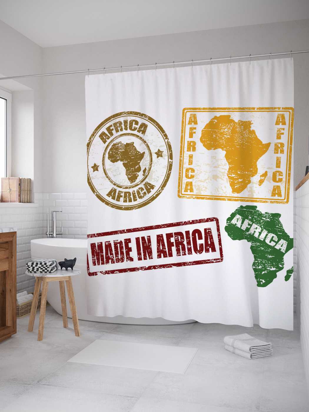 

Штора для ванной JoyArty "Африканские штампы" из сатена, 180х200 см с крючками