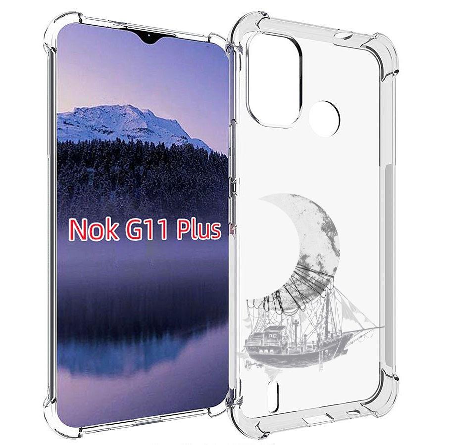 

Чехол MyPads черно белый корабль полумесяц для Nokia G11 Plus, Прозрачный, Tocco