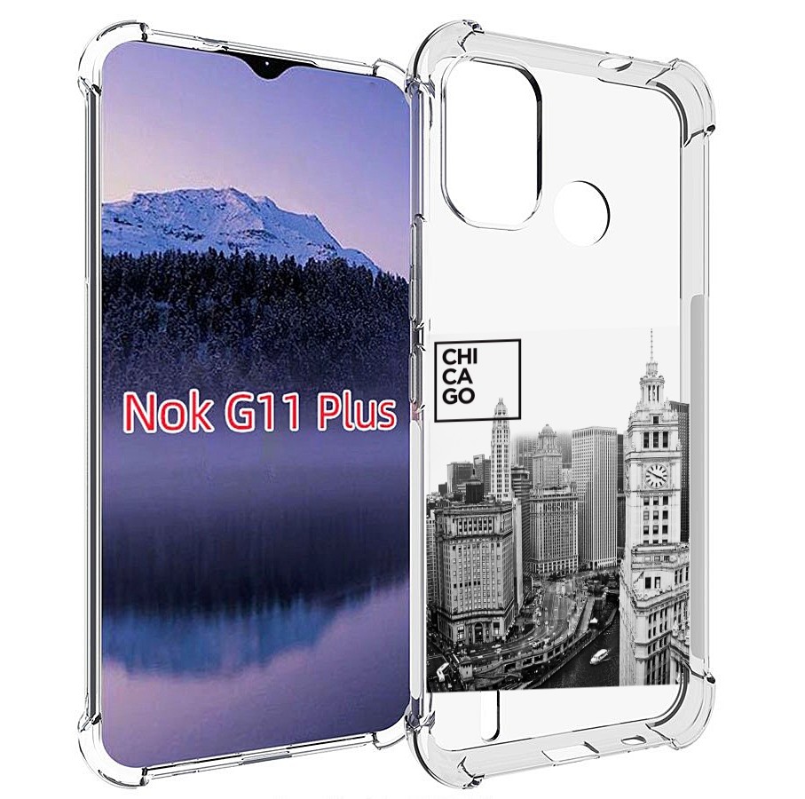 

Чехол MyPads черно белый чикаго для Nokia G11 Plus, Прозрачный, Tocco