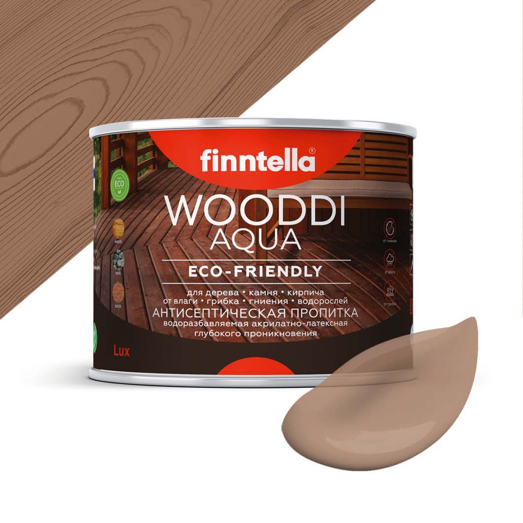 

Антисептическая пропитка для дерева на водной основе FINNTELLA WOODDI AQUA для внутренних, Коричневый, WOODDI AQUA цвет