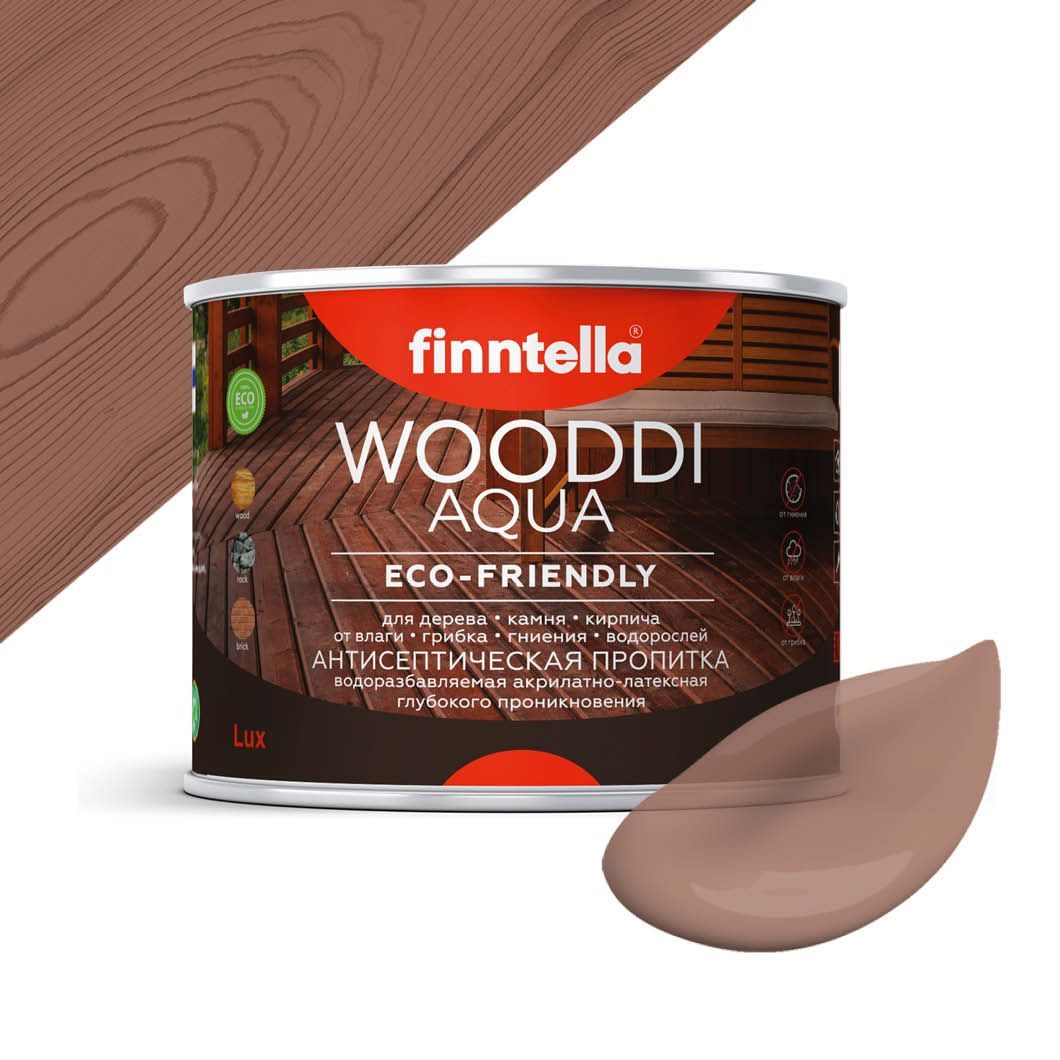 

Антисептическая пропитка для дерева на водной основе FINNTELLA WOODDI AQUA для внутренних, Коричневый, WOODDI AQUA цвет