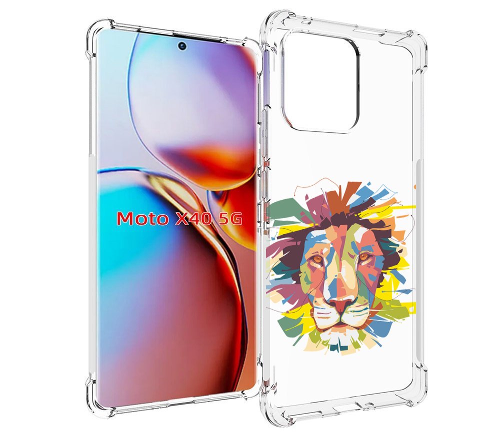

Чехол MyPads разноцветный-лев детский для Motorola Moto X40, Прозрачный, Tocco