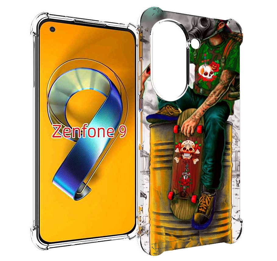 

Чехол MyPads скейтер в противогазе для Asus Zenfone 9 (AI2202), Прозрачный, Tocco