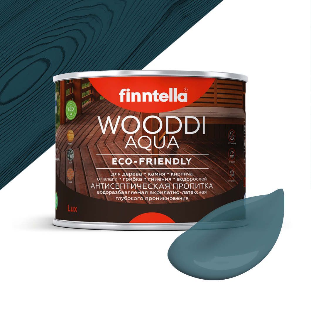 

Антисептическая пропитка для дерева на водной основе FINNTELLA WOODDI AQUA для внутренних, Синий, WOODDI AQUA цвет