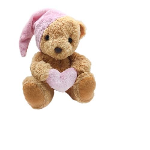 Мягкая игрушка Мишка в колпачке с розовым сердечком 30см