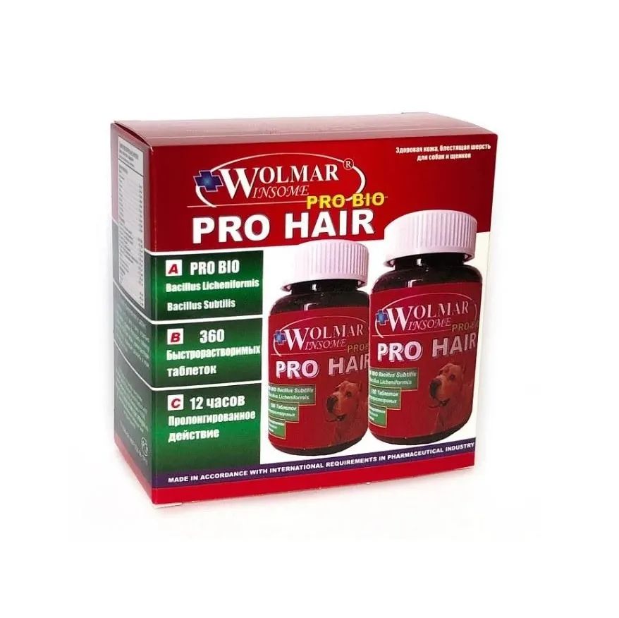 Комплекс для собак Wolmar Winsome Pro Bio Hair для кожи и шерсти, 360 таб