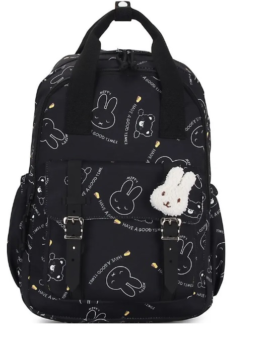 Рюкзак для подростков в школу SityMan черный с принтом зайчик, 14 л, формат А4.