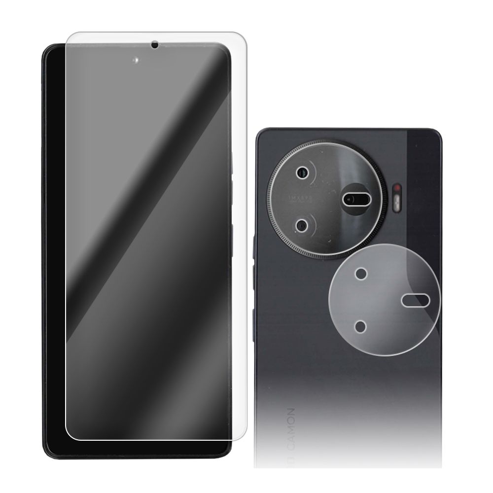 

Стекло защитное гибридное Krutoff для Tecno Camon 30 Pro 5G + защита камеры (2шт.)