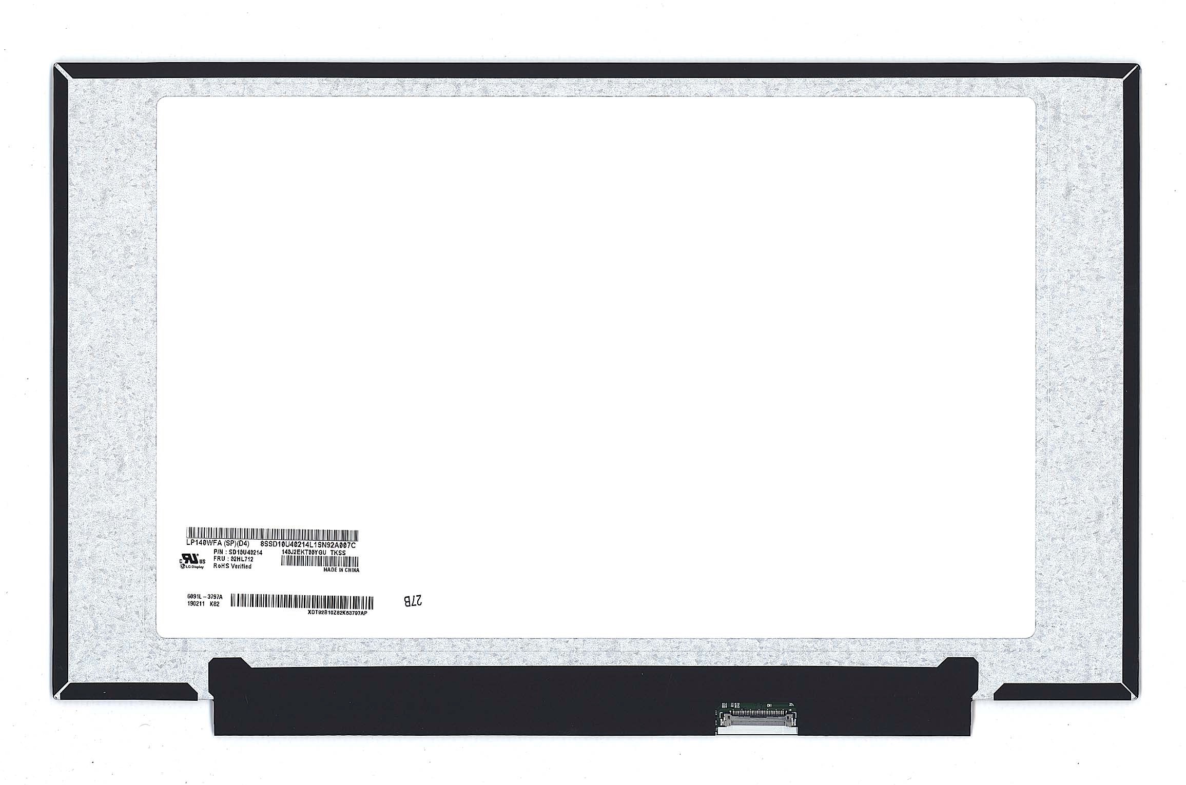 

Матрица OEM для ноутбука LP140WFA(SP)(D4) (100177792V), совместимая с p/n: LP140WFA(SP)(D4)