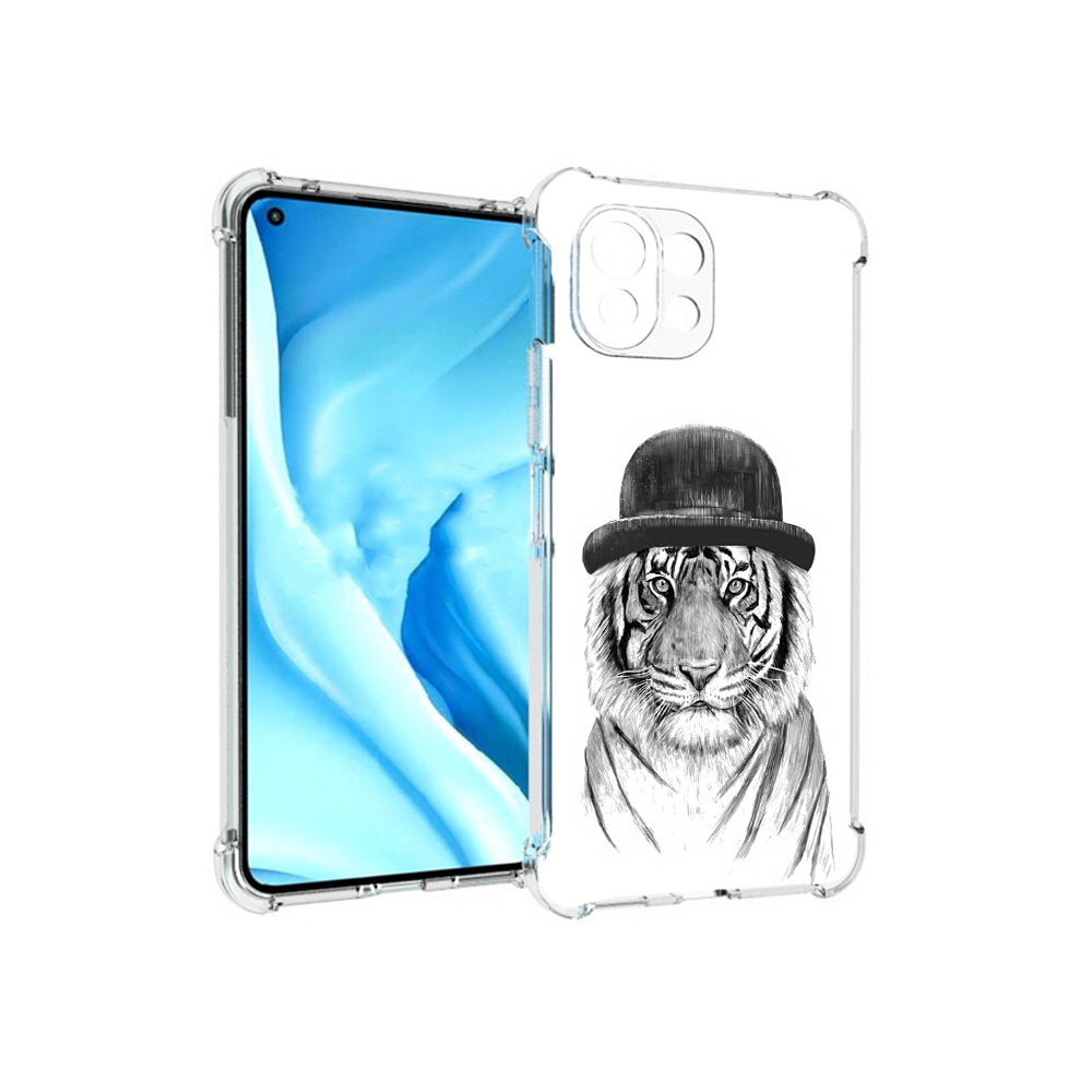 

Чехол MyPads Tocco для Xiaomi Mi 11 Lite тигр британец (PT159462.256.641), Прозрачный, Tocco