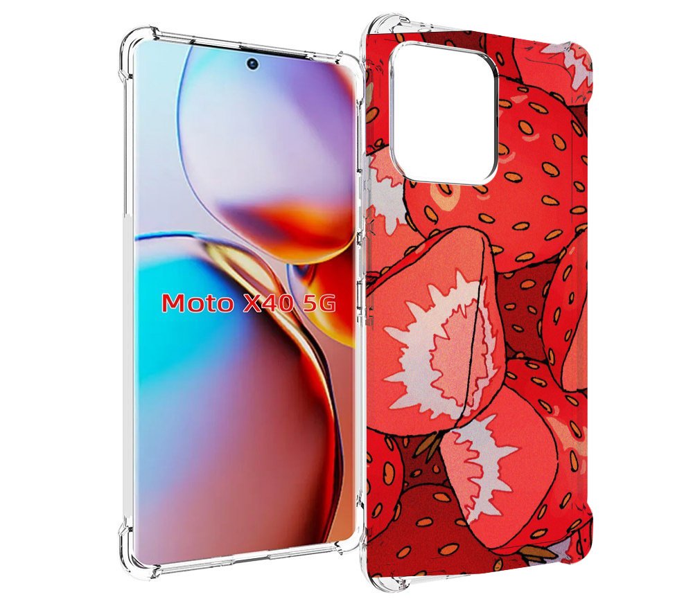 

Чехол MyPads рисованная-клубника для Motorola Moto X40, Прозрачный, Tocco