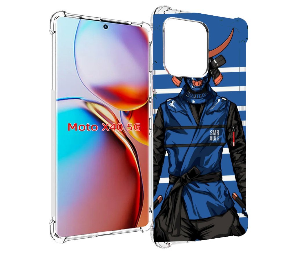 

Чехол MyPads самурай в синей форме для Motorola Moto X40, Прозрачный, Tocco