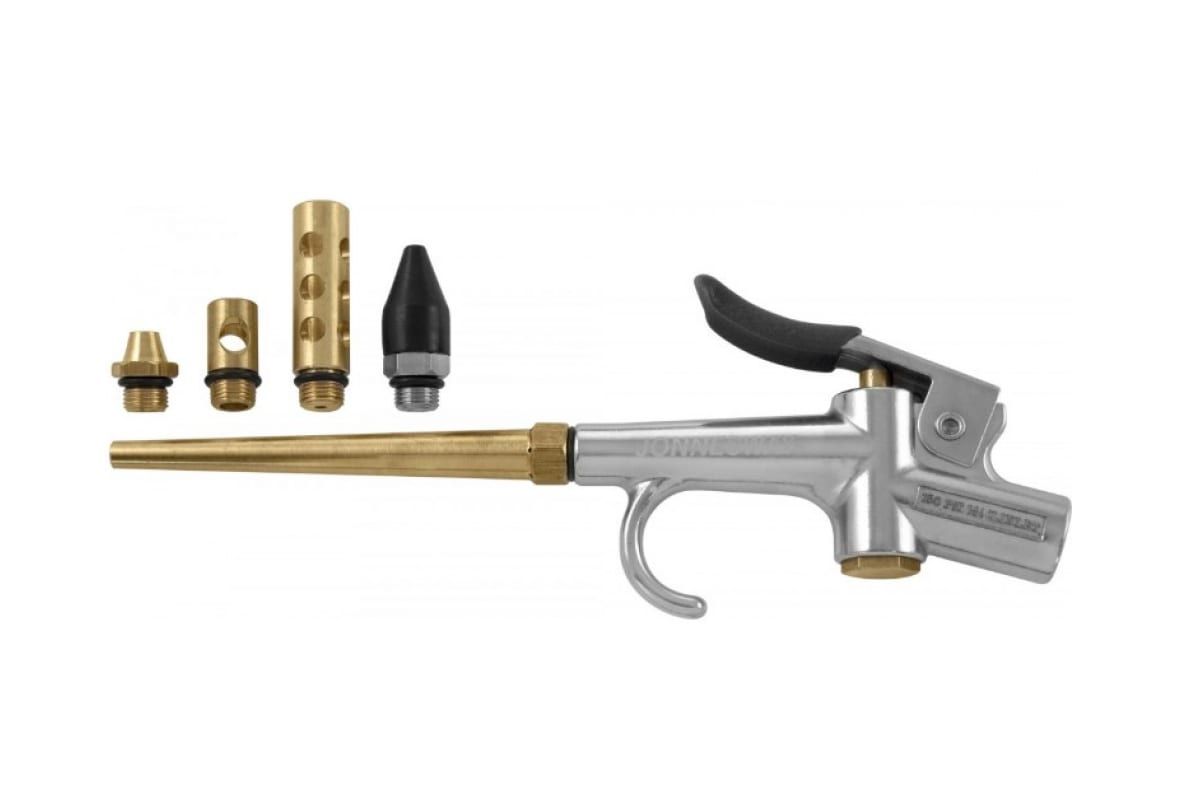 JONNESWAY JAT-6904S Пистолет продувочный с насадками, 5 предметов пистолет краскораспылительный jonnesway ja lvlp 25g