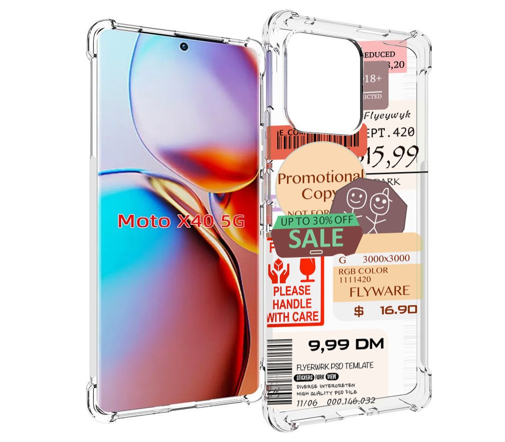 

Чехол MyPads скидочные-купоны-принт для Motorola Moto X40, Прозрачный, Tocco