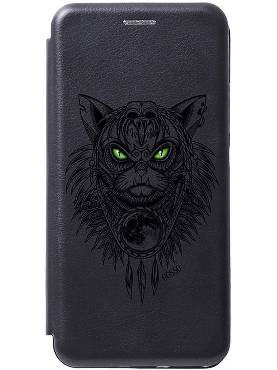 

Чехол-книжка на Samsung Galaxy A40 с 3D принтом "Shaman Cat" черный, Черный;зеленый, 491