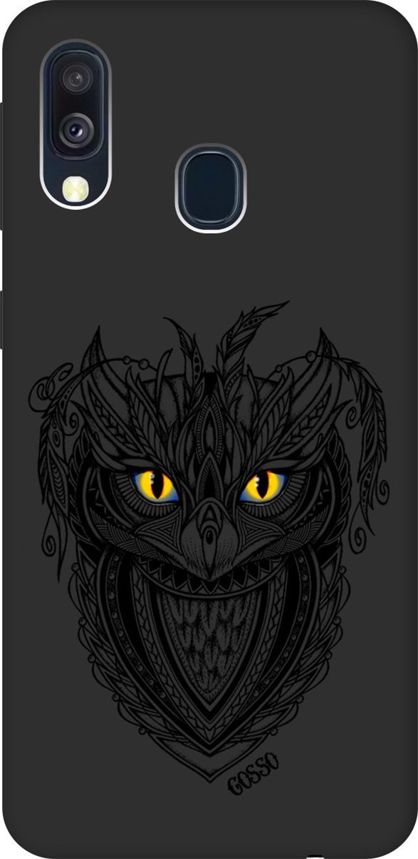 

Матовый чехол на Samsung Galaxy A40 с принтом "Grand Owl" черный, Черный;голубой, 616