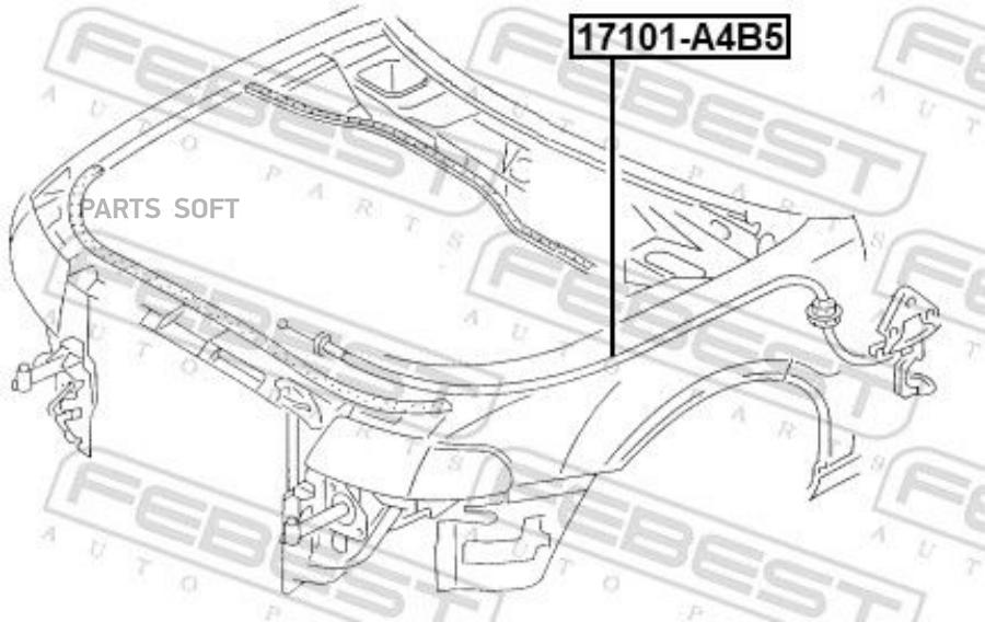 

FEBEST 17101-A4B5 Тросик привода открывания замка капота AUDI A4 1995-2001 17101-A4B5