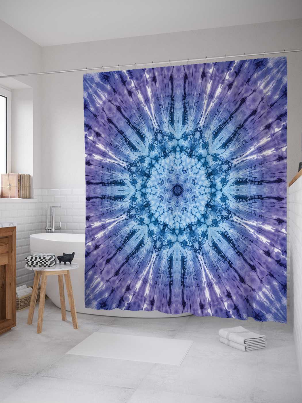 

Штора для ванной JoyArty "Тайное измерение" из сатена, 180х200 см с крючками, Фиолетовый