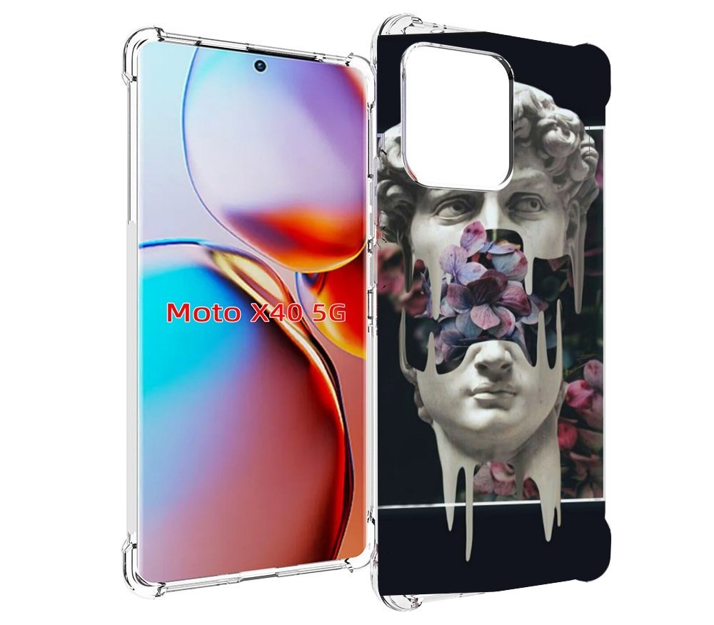 

Чехол MyPads статуя-с-цветами-внутри для Motorola Moto X40, Прозрачный, Tocco