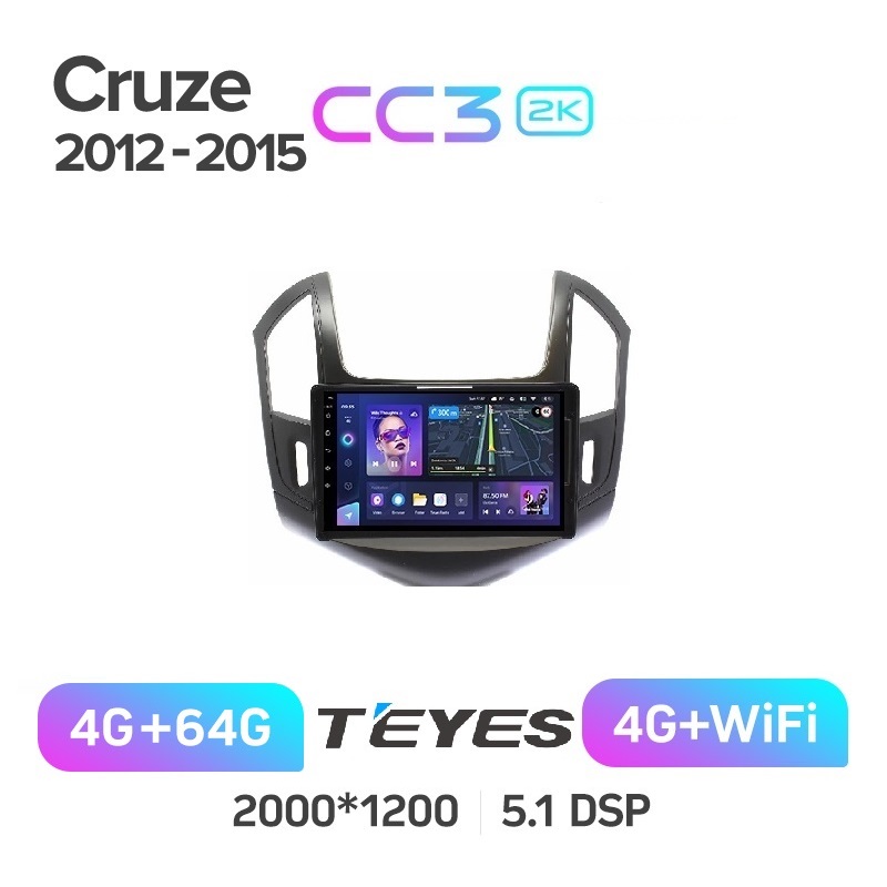 

Магнитола Teyes CC3 2k 4/64 Chevrolet Cruze 2012-2015 черная рамка, CC3 2K