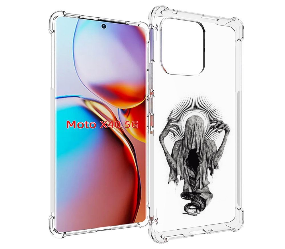 

Чехол MyPads страшная змея в мантии для Motorola Moto X40, Прозрачный, Tocco