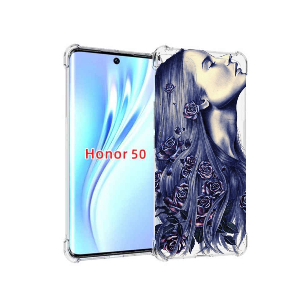 

Чехол бампер MyPads Девушка с розами женский для Honor 50, Прозрачный, Tocco