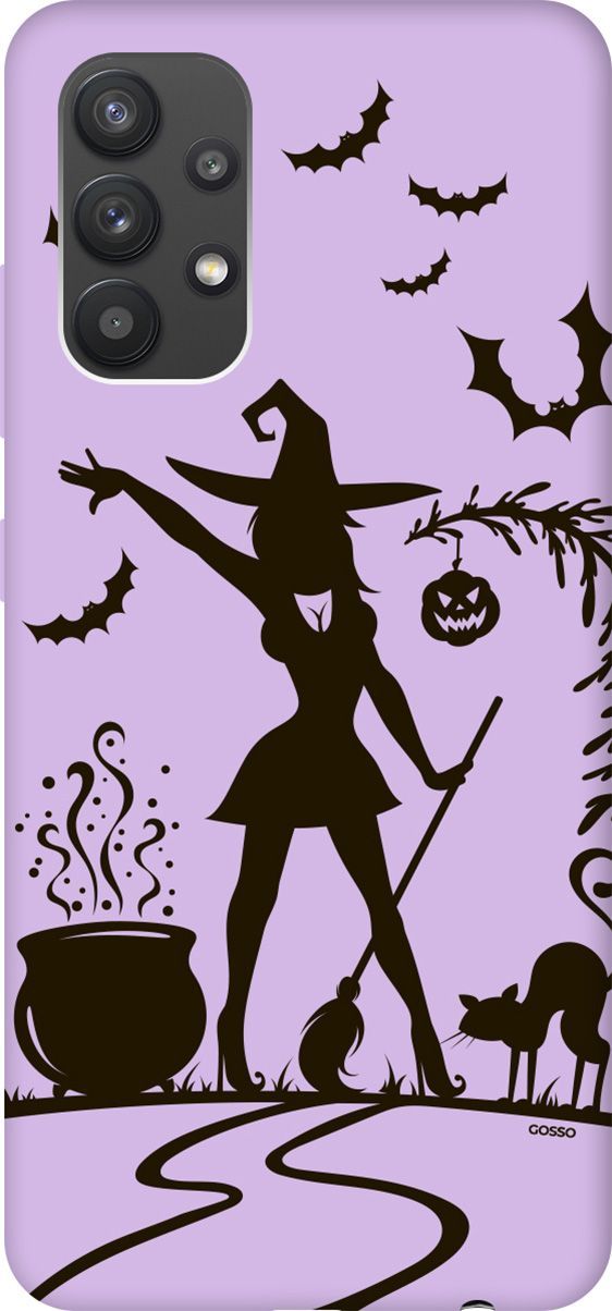 

Чехол на Samsung Galaxy A32 с принтом "Witch and Boiler" сиреневый, Фиолетовый;красный, 555