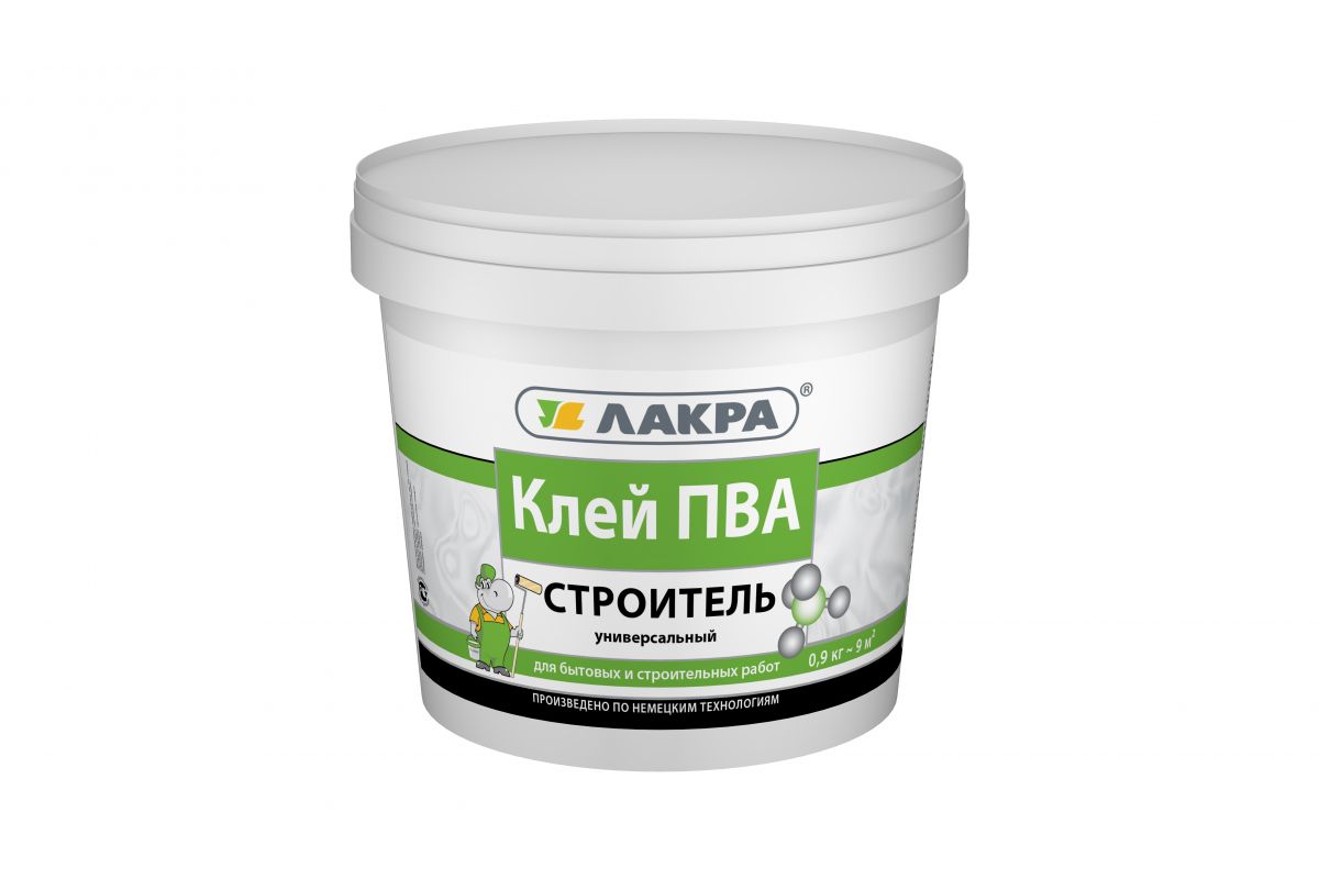 

Клей ПВА универсальный Строитель Базис, 0,9л, Белый