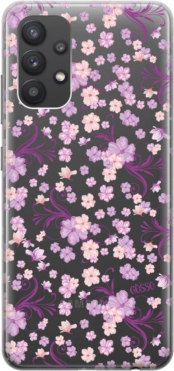 

Силиконовый чехол на Samsung Galaxy A32 с принтом "Lilac Flowers" прозрачный, Прозрачный;фиолетовый, 543