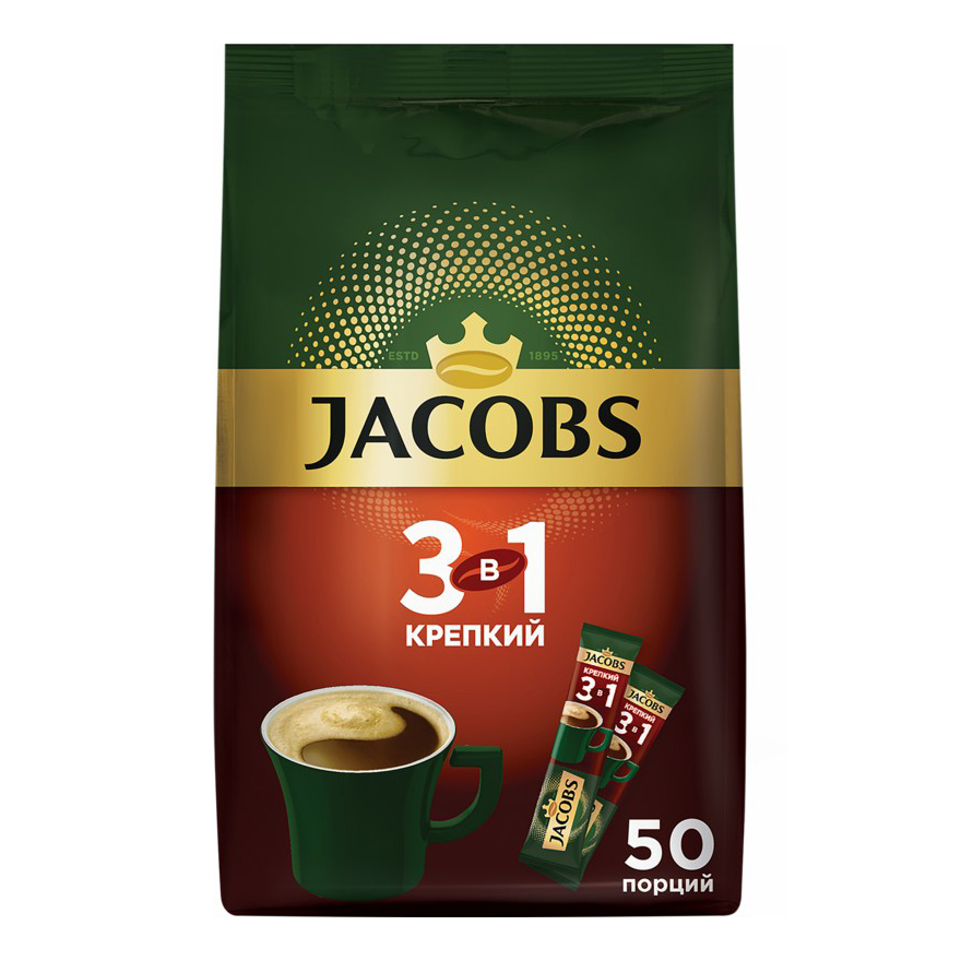 Кофейный напиток Jacobs Крепкий 3 в 1 растворимый 675 г