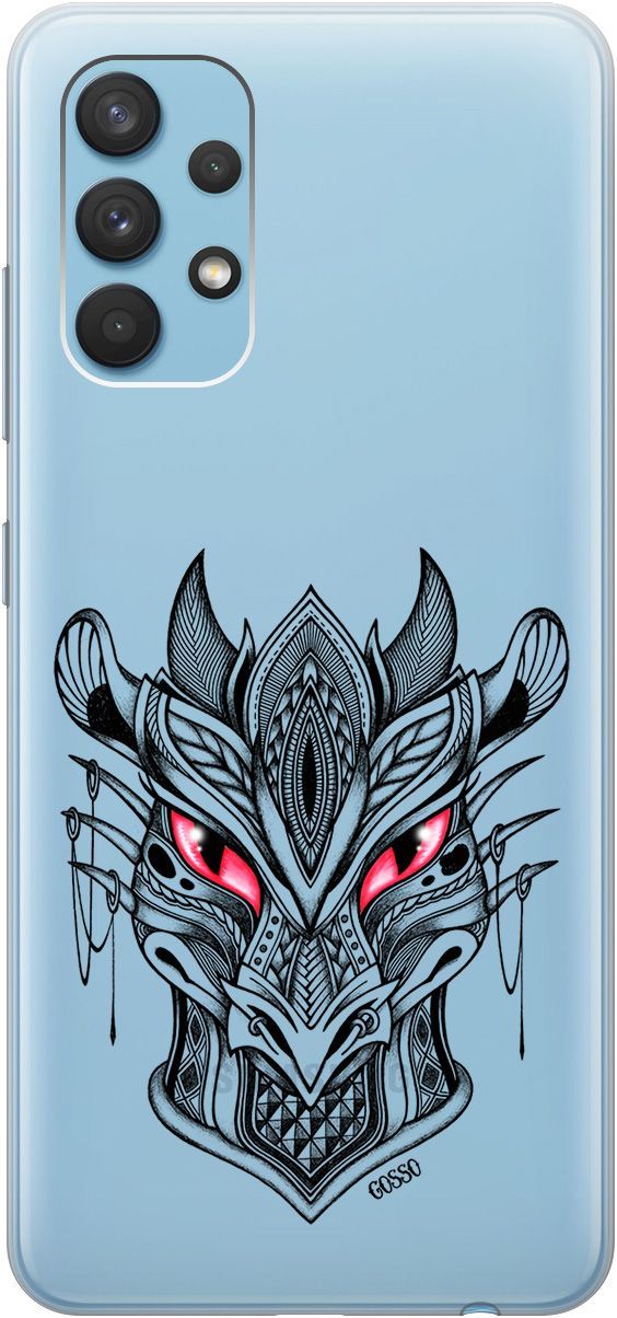 

Силиконовый чехол на Samsung Galaxy A32 с 3D принтом "Dragon" прозрачный, Прозрачный;черный, 543