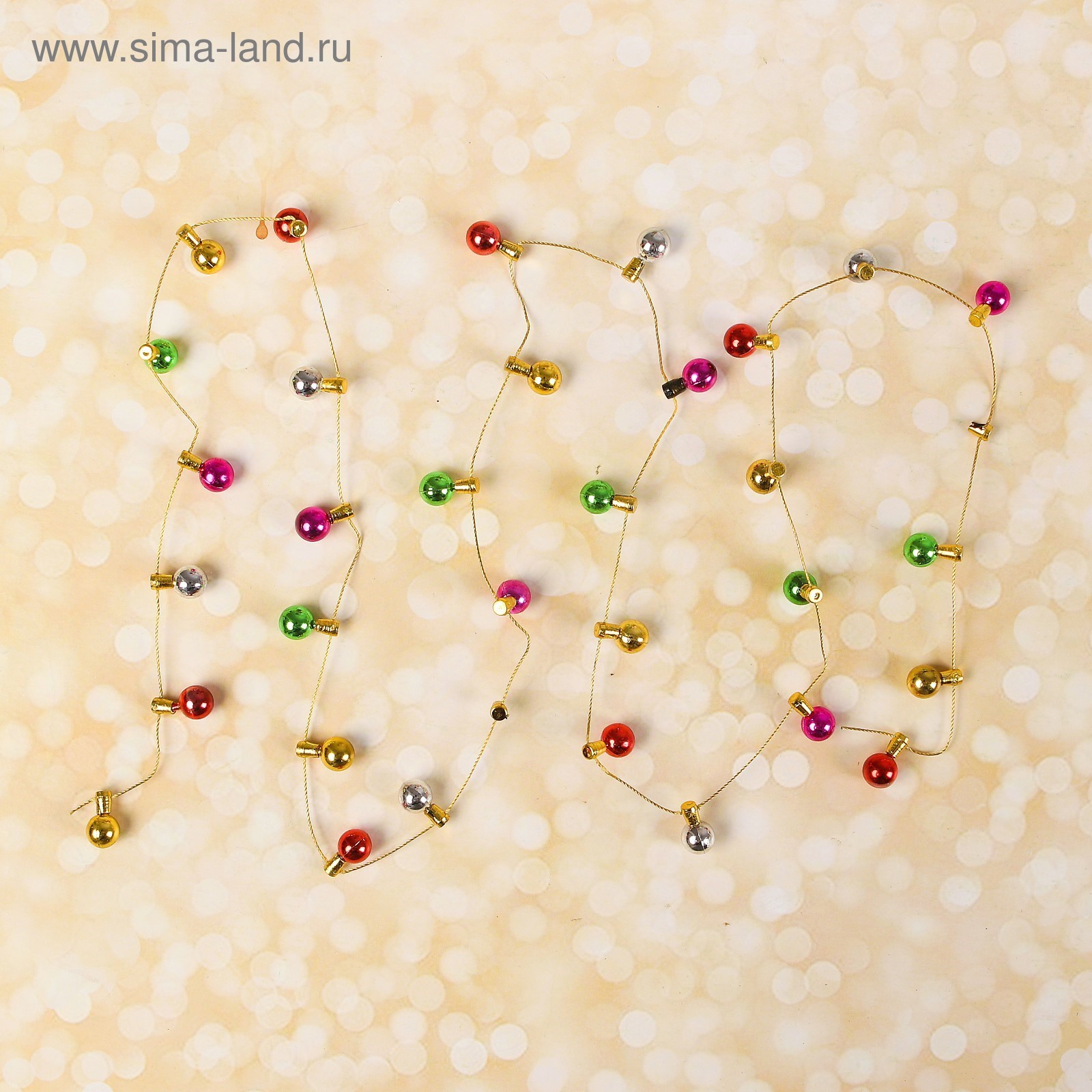 

Новогодняя миниатюра Гирлянда-шарик 1,5x1,5x2,5 см, Разноцветный, Гирлянда-шарик