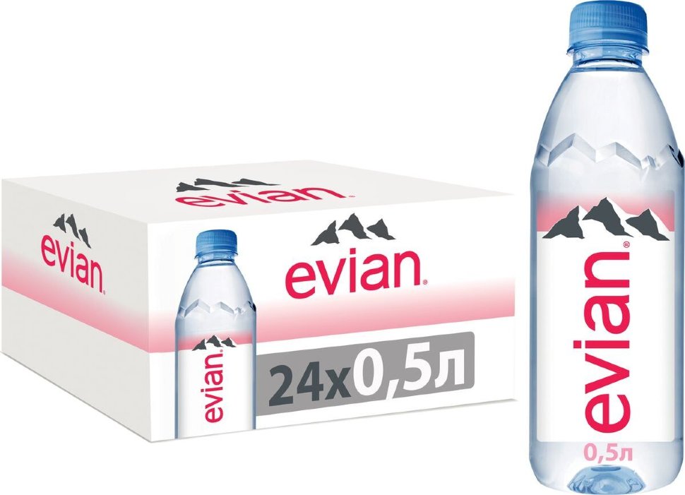 Вода минеральная Evian / Эвиан негазированная ПЭТ (0,5л*24шт)