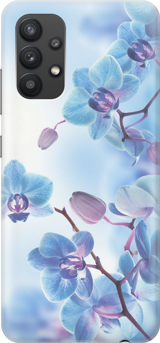 

Силиконовый чехол на Samsung Galaxy A32 с принтом "Голубые орхидеи", Голубой;серый, 382
