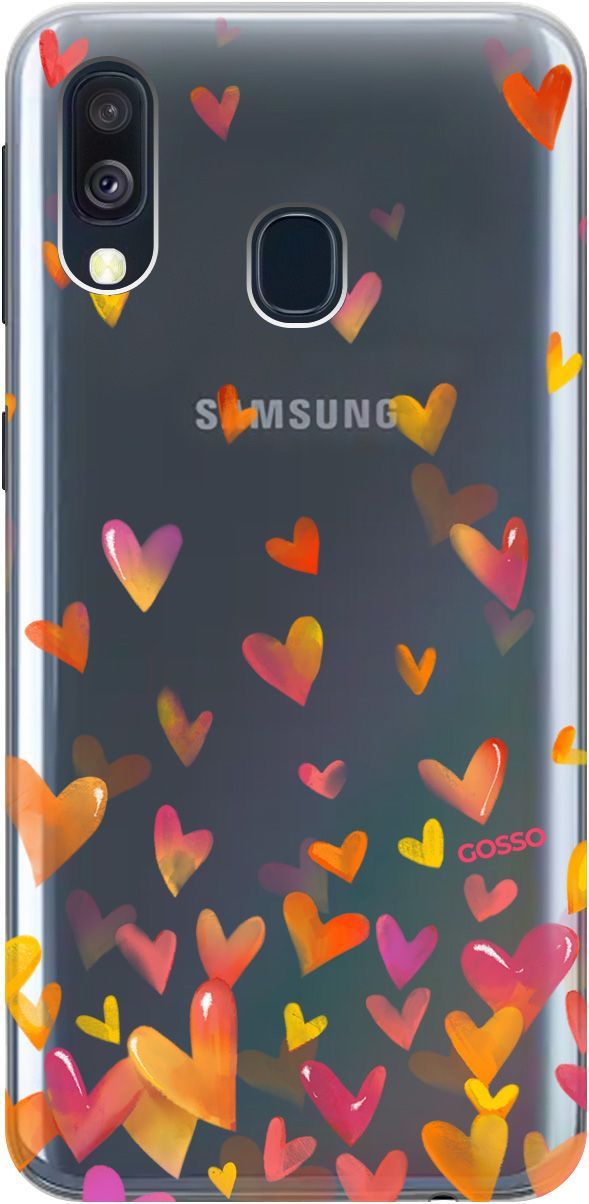 

Силиконовый чехол на Samsung Galaxy A40 с принтом "Flying Hearts" прозрачный, Прозрачный;желтый, 683