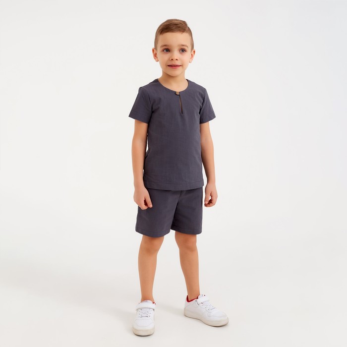 

Комплект для мальчика (рубашка, шорты) MINAKU: Cotton Collection цвет серый, рост 140, 76970