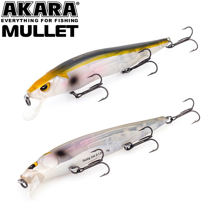 

Воблер Akara Mullet 110F 14 гр 1/2 oz 4,3 in A77, Разноцветный, Mullet