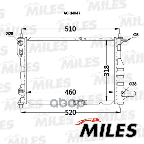 

Радиатор (Сборный) Gm Matiz/Spark 0.8/1.0 M/T 05- Miles арт. acrm047, ACRM047