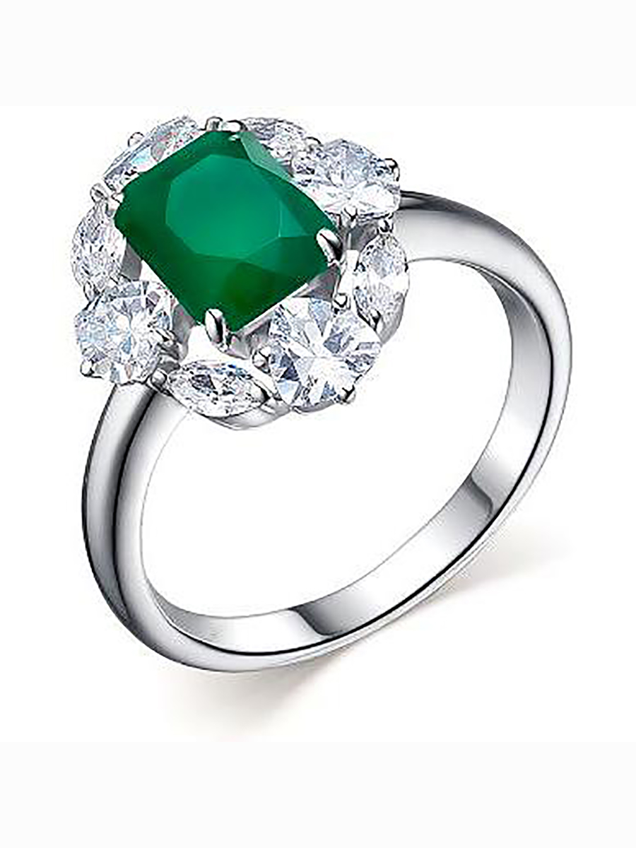 

Кольцо с агатом и фианитами из серебра р. 17,5 Алкор серебро 01-2323_00АГ-00, 01-2323_00АГ-00