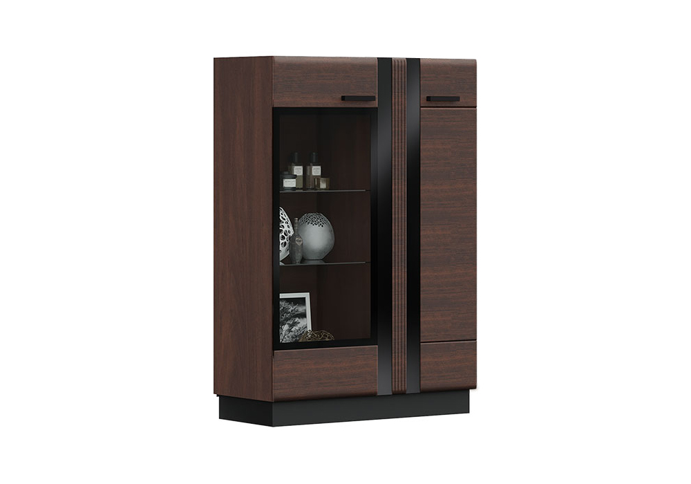 

Витрина низкая Магнолия дерево / орех, Коричневый;черный, Магнолия